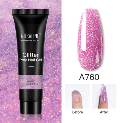 (COMPRAS  2 PACK +1 GRATIS)  Kits de uñas de poligel ROSALIND POLY Nail  GEL 15/30 ml esmalte de uñas