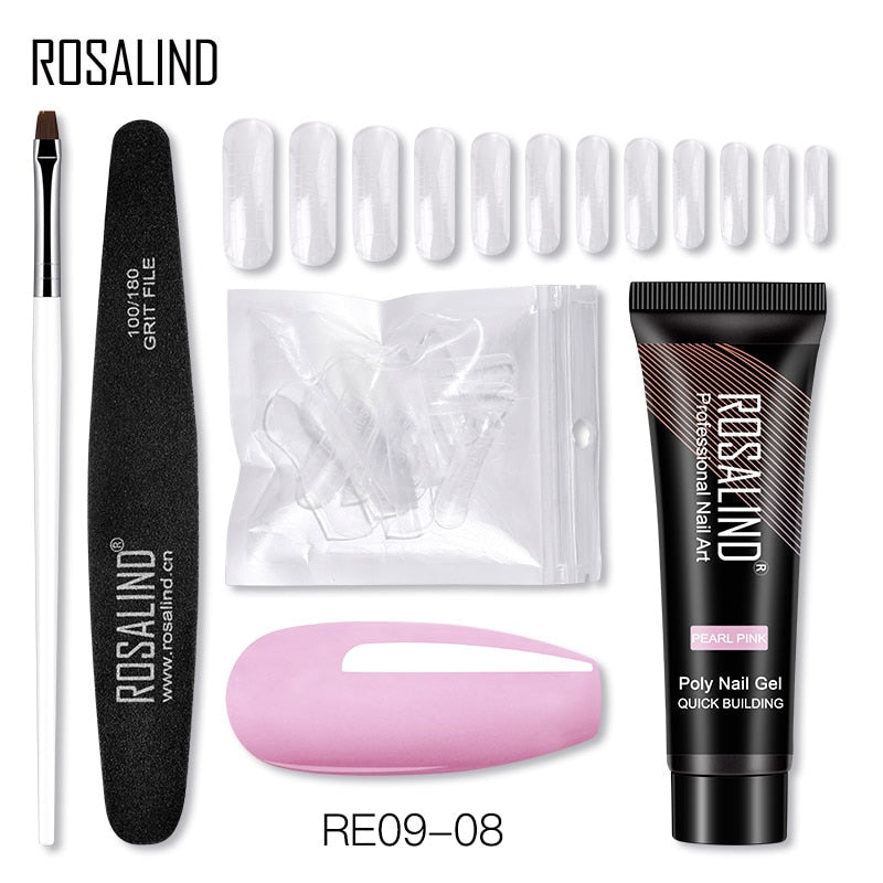 (COMPRAS  2 PACK +1 GRATIS)  Kits de uñas de poligel ROSALIND POLY Nail  GEL 15/30 ml esmalte de uñas