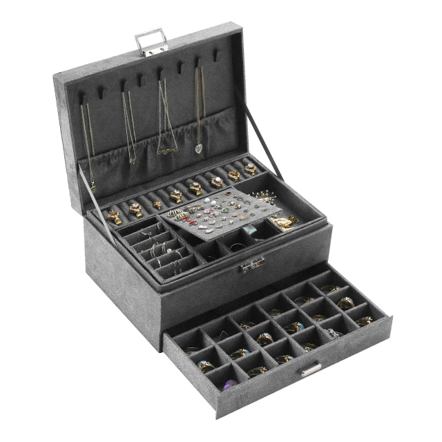 Joyero Jade™ Elegante caja con 3 niveles para guardar joyas