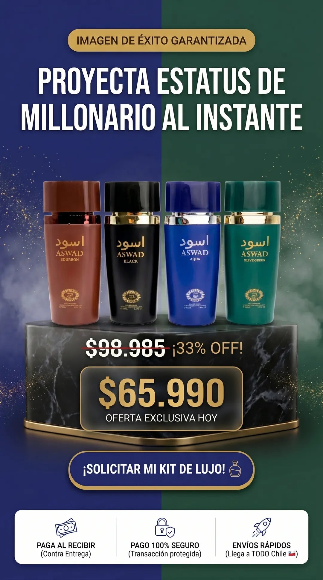 🔥 Kit 4 Perfumes Árabes ASWAD 100ML 🔥