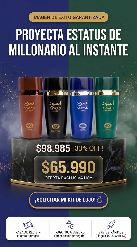🔥 Kit 4 Perfumes Árabes ASWAD 100ML 🔥