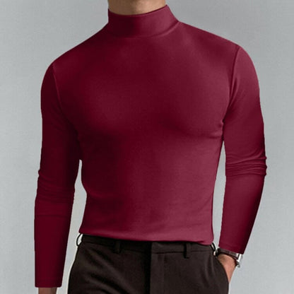 Camiseta manga larga ajustada con cuello alto para hombre - LONGSHIRT™