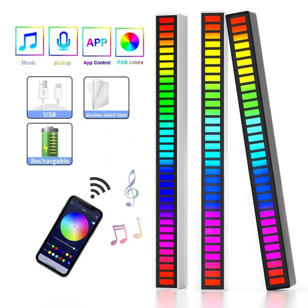 Barra de Luz LED con Control de Sonido RGB