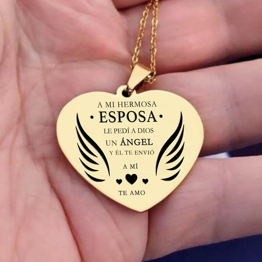 Collar Esposo a Esposa - LE PEDÍ UN ÁNGEL Y ÉL TE ENVIÓ A MÍ