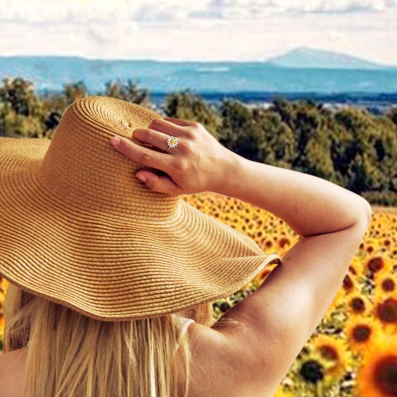 (OFERTA DEL AÑO) A Mi Amor - SÉ TU MISMA Y DISFRUTA CADA INSTANTE - Anillo de Girasol