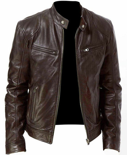 Chaqueta de cuero de hombre 100% a mano - LEATHERJACKET™