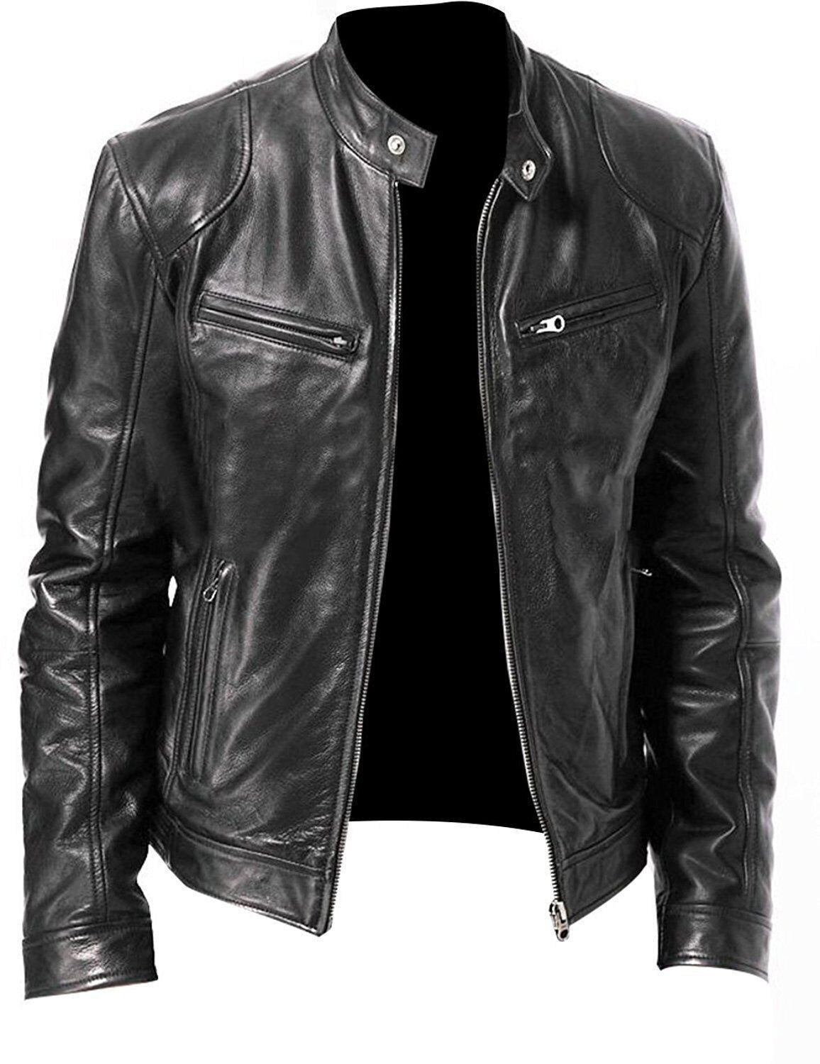 Chaqueta de cuero de hombre 100% a mano - LEATHERJACKET™