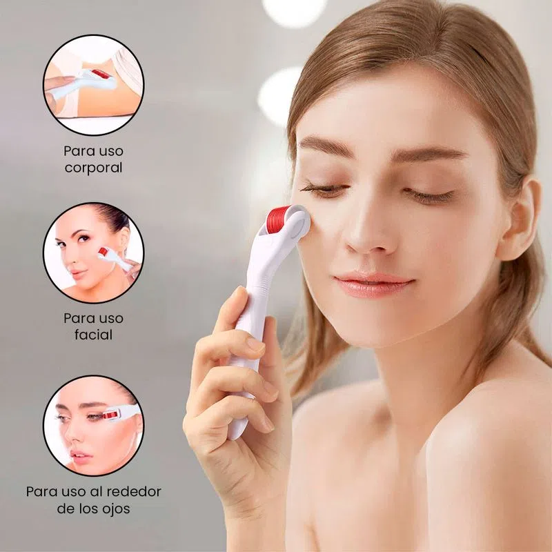 Derma Roller 4 En 1 Masaje Facial Con Micro Agujas Anti Edad