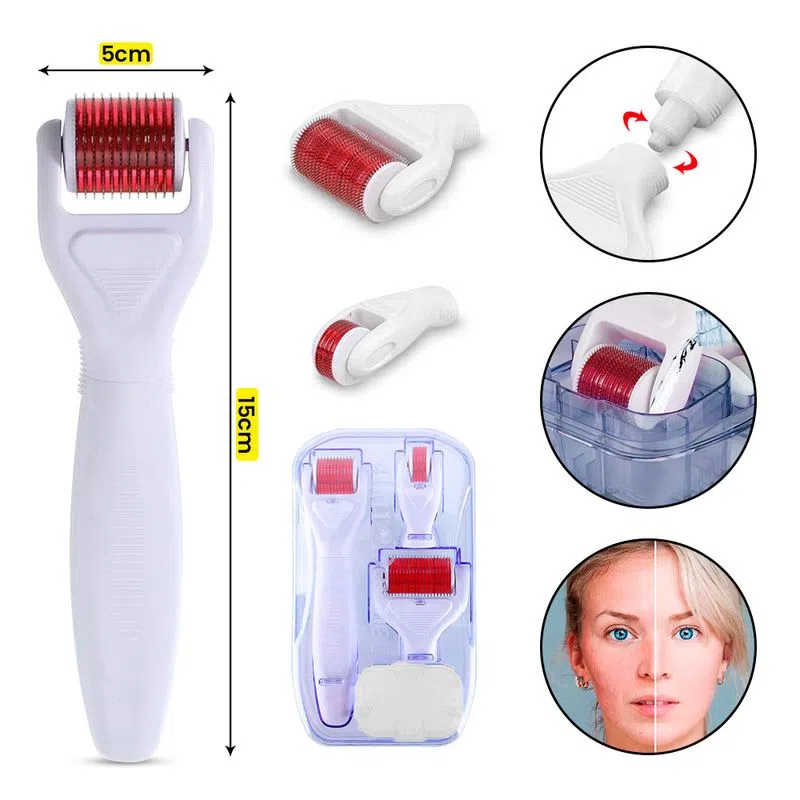 Derma Roller 4 En 1 Masaje Facial Con Micro Agujas Anti Edad