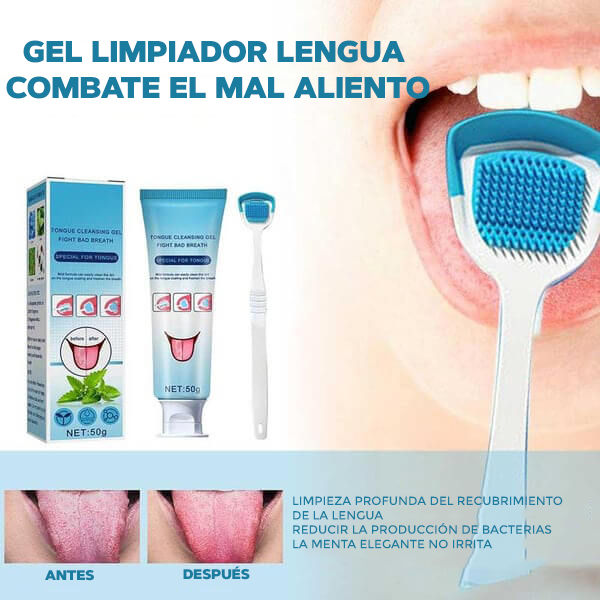 Gel limpiador de lengua + Cepillo gratis