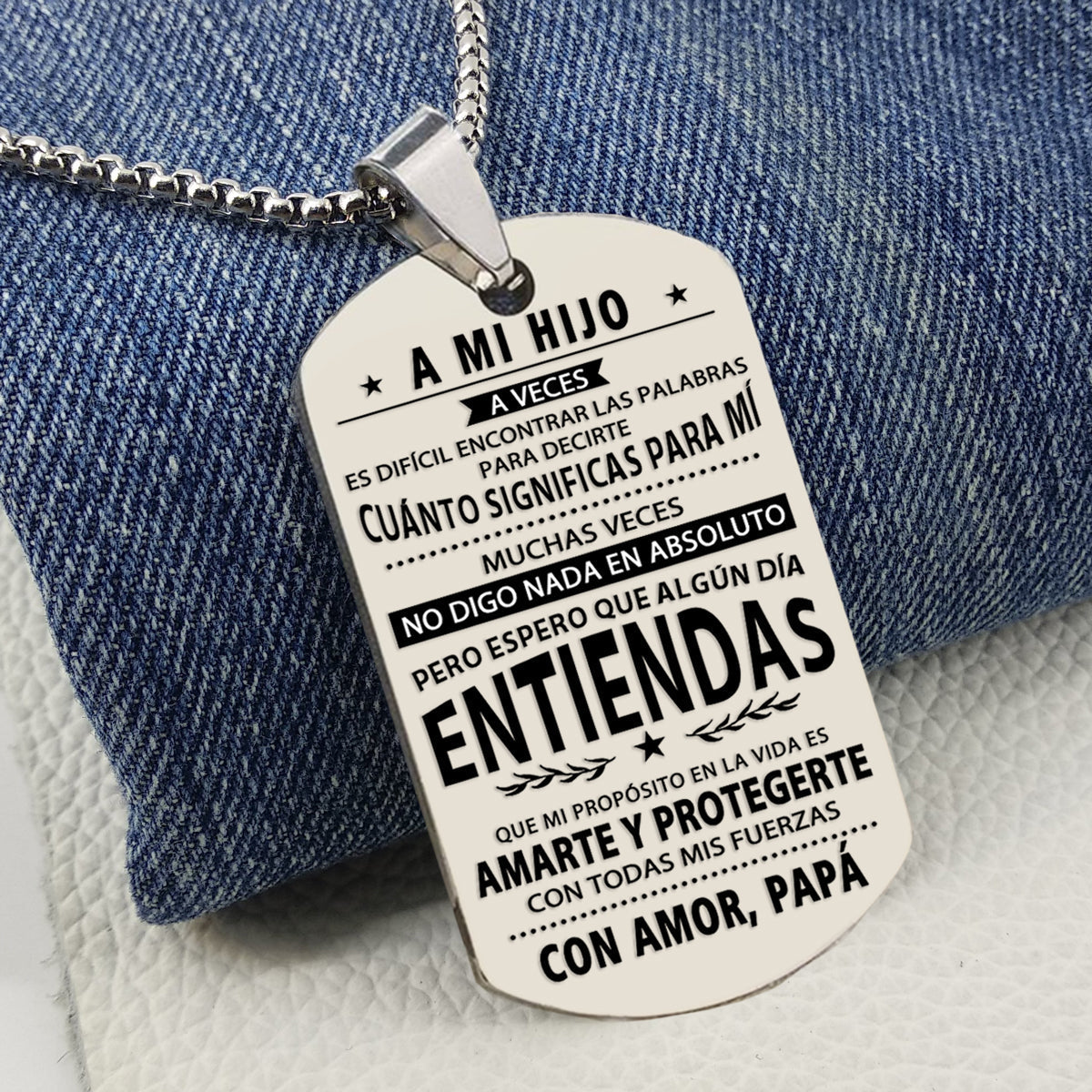 Papá a Hijo - MI PROPÓSITO EN LA VIDA ES AMARTE Y PROTEGERTE - Llavero y Placa de Amor