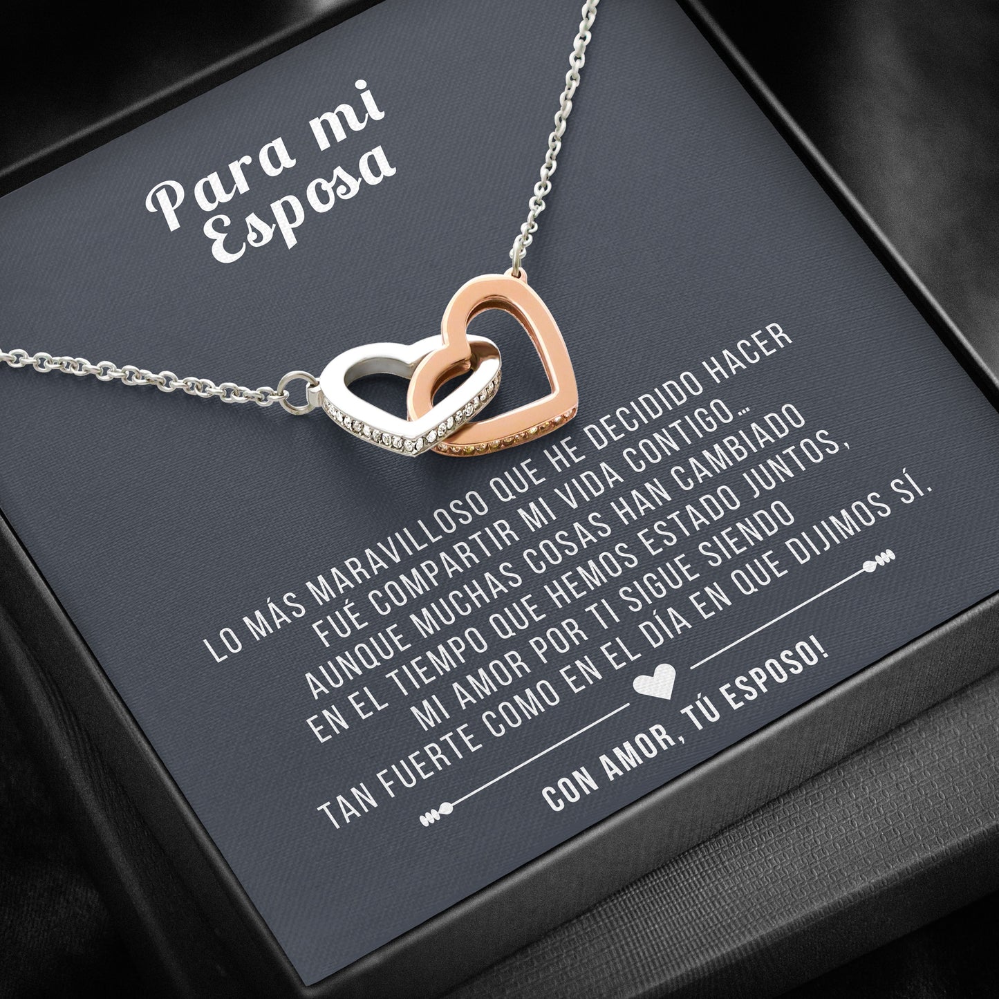 Para mi Esposa | Collar de Corazones entrelazados de Plata