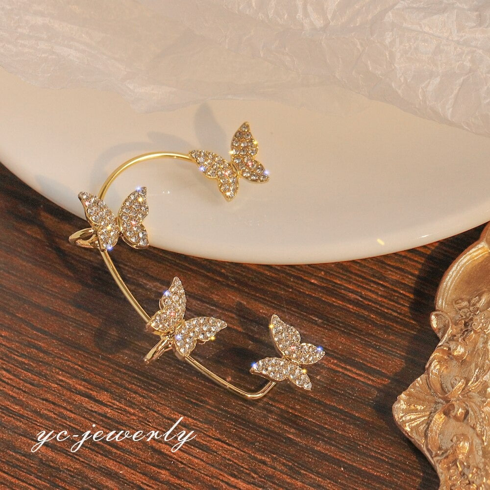 Pendientes de circonitas sin agujeros Mariposas