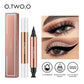 OTWOO- Delineador de ojos líquido negro, resistente al agua, secado rápido, doble punta, maquillaje para mujeres