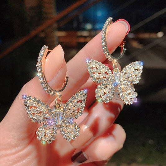 Pendientes de Mariposa con Circonitas en Oro