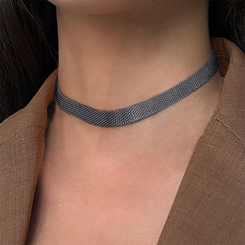 Collar "Gargantilla Ancha" - Plata de 1º Ley S925