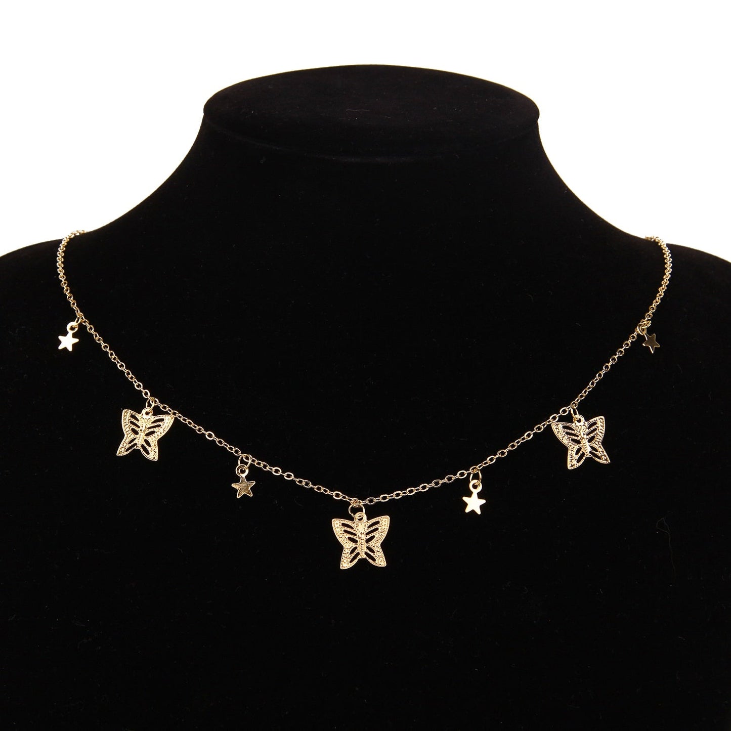 Collar de Mariposas de Plata y baño en Oro