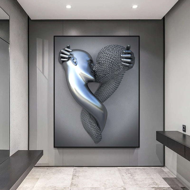 💞 Promoción Último Día 50% DE DESCUENTO 💞 Corazón amoroso gris-3D Arte de la pared - yudachile