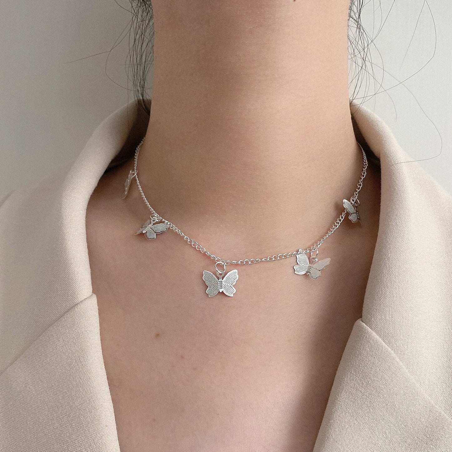 Collar de Mariposas de Plata y baño en Oro