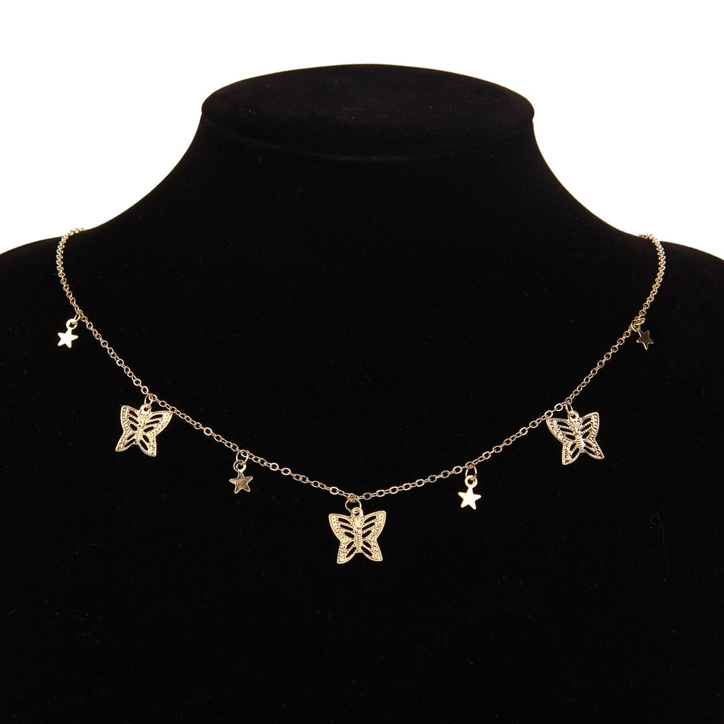 Collar de Mariposas de Plata y baño en Oro