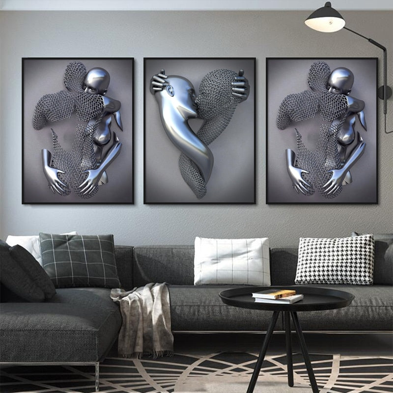 💞 Promoción Último Día 50% DE DESCUENTO 💞 Corazón amoroso gris-3D Arte de la pared - yudachile