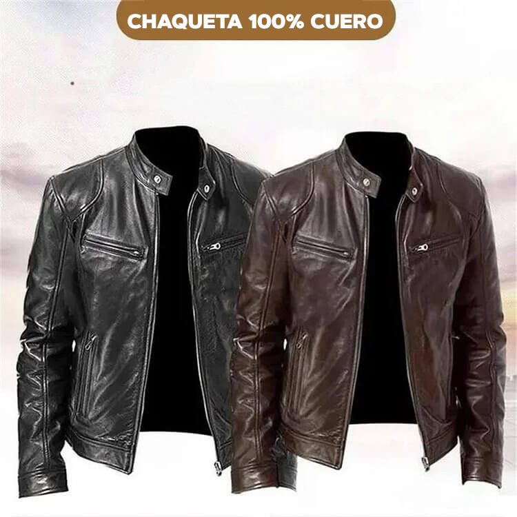 Chaqueta de cuero de hombre 100% a mano - LEATHERJACKET™