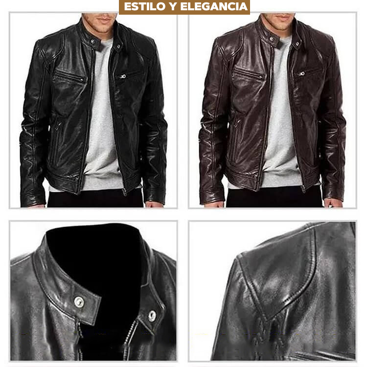 Chaqueta de cuero de hombre 100% a mano - LEATHERJACKET™