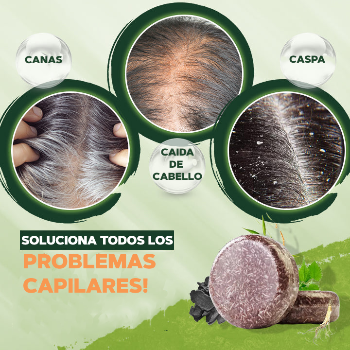 Barra de champú para oscurecer el cabello negro - HairMax™