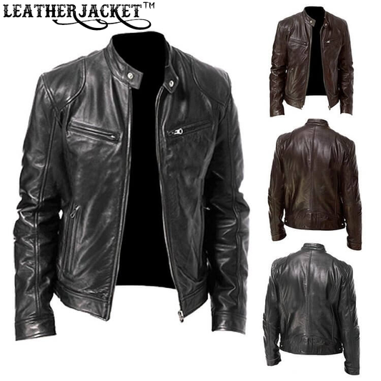 Chaqueta de cuero de hombre 100% a mano - LEATHERJACKET™