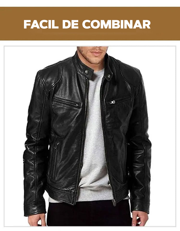 Chaqueta de cuero de hombre 100% a mano - LEATHERJACKET™