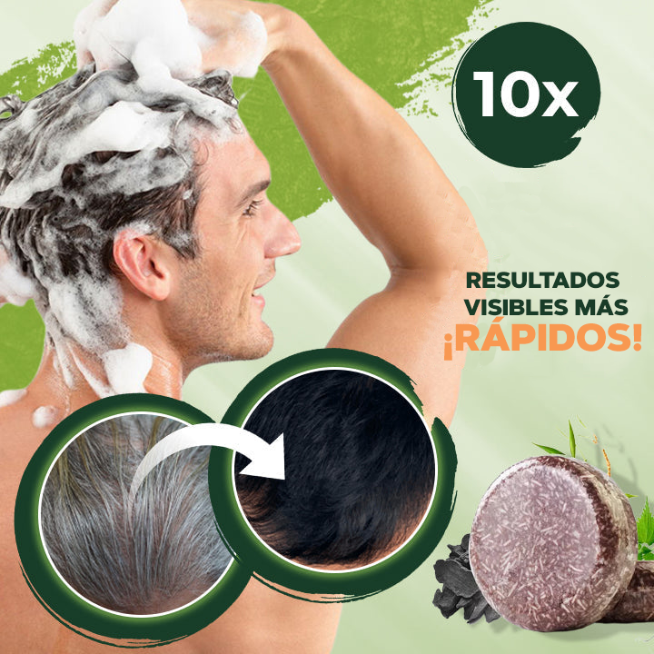 Barra de champú para oscurecer el cabello negro - HairMax™