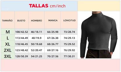 Camiseta manga larga ajustada con cuello alto para hombre - LONGSHIRT™