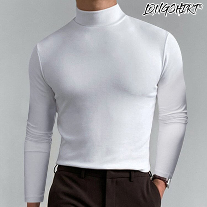 Camiseta manga larga ajustada con cuello alto para hombre - LONGSHIRT™