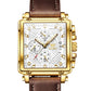 OLEVS - Relojes de pulsera de cuarzo para hombre, cronógrafo cuadrado de acero inoxidable, luminoso, resistente al agua - REDNOLY