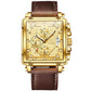 OLEVS - Relojes de pulsera de cuarzo para hombre, cronógrafo cuadrado de acero inoxidable, luminoso, resistente al agua - REDNOLY