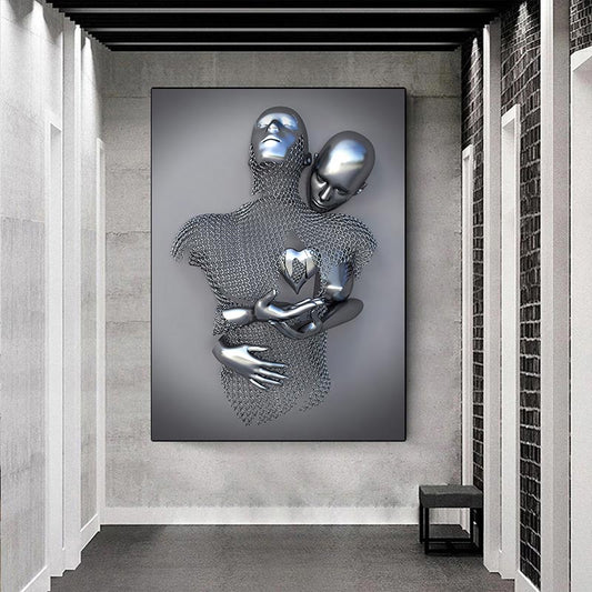 💞 Corazón amoroso gris-3D Arte de la pared