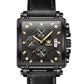 OLEVS - Relojes de pulsera de cuarzo para hombre, cronógrafo cuadrado de acero inoxidable, luminoso, resistente al agua - REDNOLY
