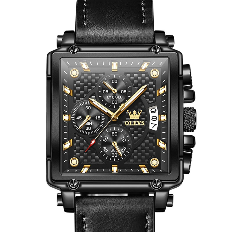 Reloj cuadrado para hombre, cronógrafo, marca OLEVS, relojes de lujo con  fecha automática para hombre, reloj resistente al agua, reloj Masculino