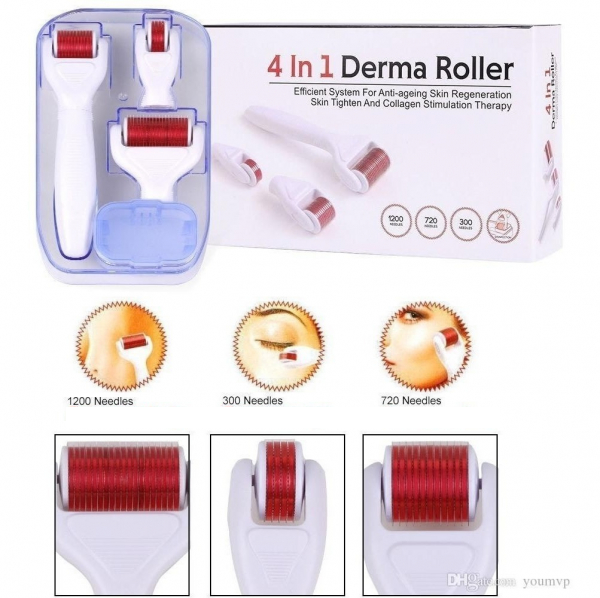 Derma Roller 4 En 1 Masaje Facial Con Micro Agujas Anti Edad