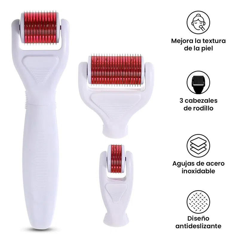 Derma Roller 4 En 1 Masaje Facial Con Micro Agujas Anti Edad