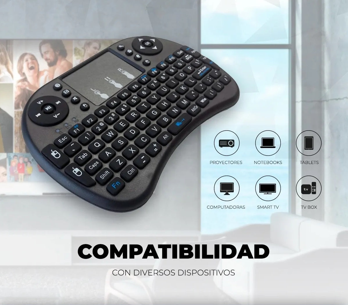 Mini Teclado Inalambrico Touchpad Smart Tv Retroiluminado