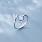 Anillo Cola de Delfín Ajustable en Plata y Circonita Azul