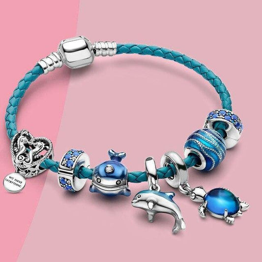 Pulsera Oceano + Charms incluidos en Piel y Plata