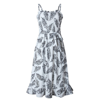 Vestido de Hojas Con Cuerpo Nido de Abeja